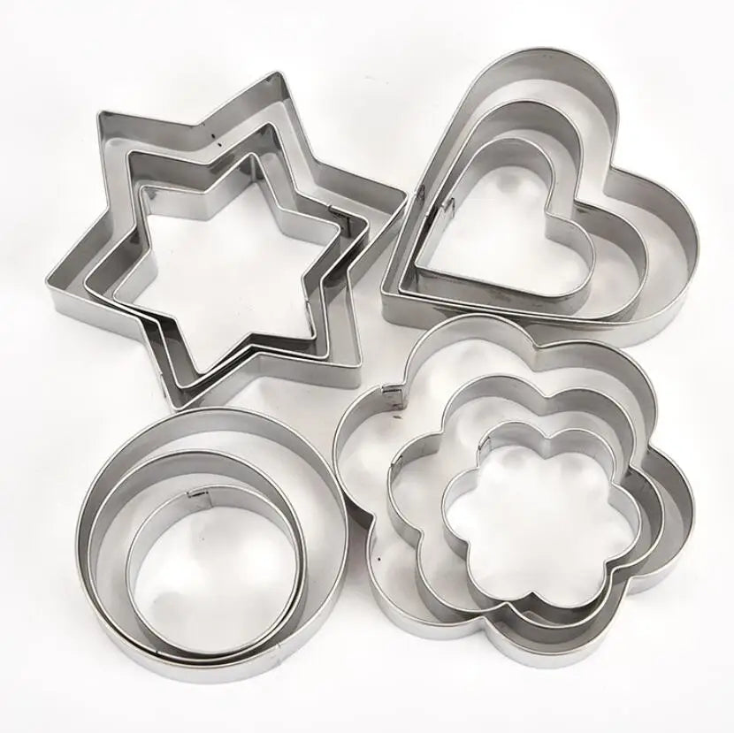 3pcs Set Geometric Star, Heart, Flower or Round Cookie Cutter