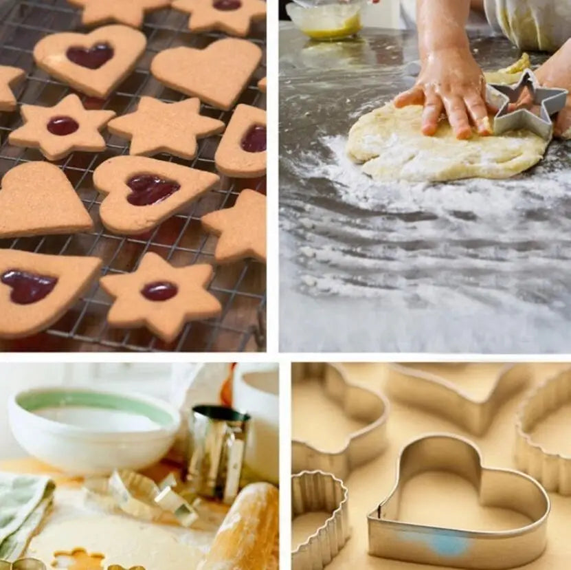 3pcs Set Geometric Star, Heart, Flower or Round Cookie Cutter