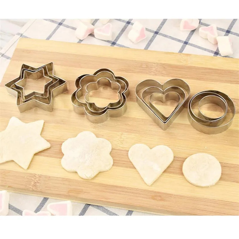 3pcs Set Geometric Star, Heart, Flower or Round Cookie Cutter