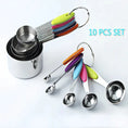 Load image into Gallery viewer, 10 Pcs Food Grade Stainless Steel Measuring Spoon and Cup Set
