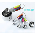 Load image into Gallery viewer, 10 Pcs Food Grade Stainless Steel Measuring Spoon and Cup Set
