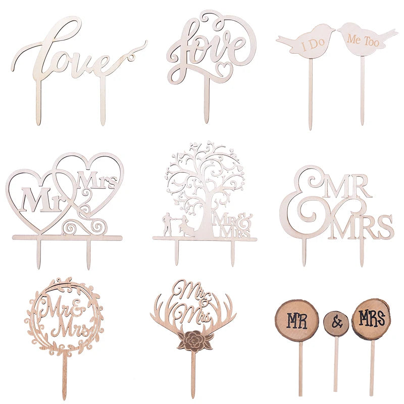 Wooden Wedding Cake Toppers