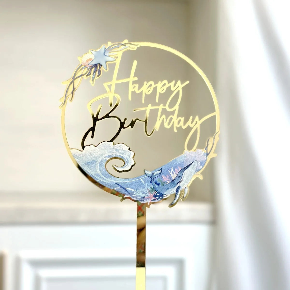 Gold Acrylic Happy Birthday Cake Toppers